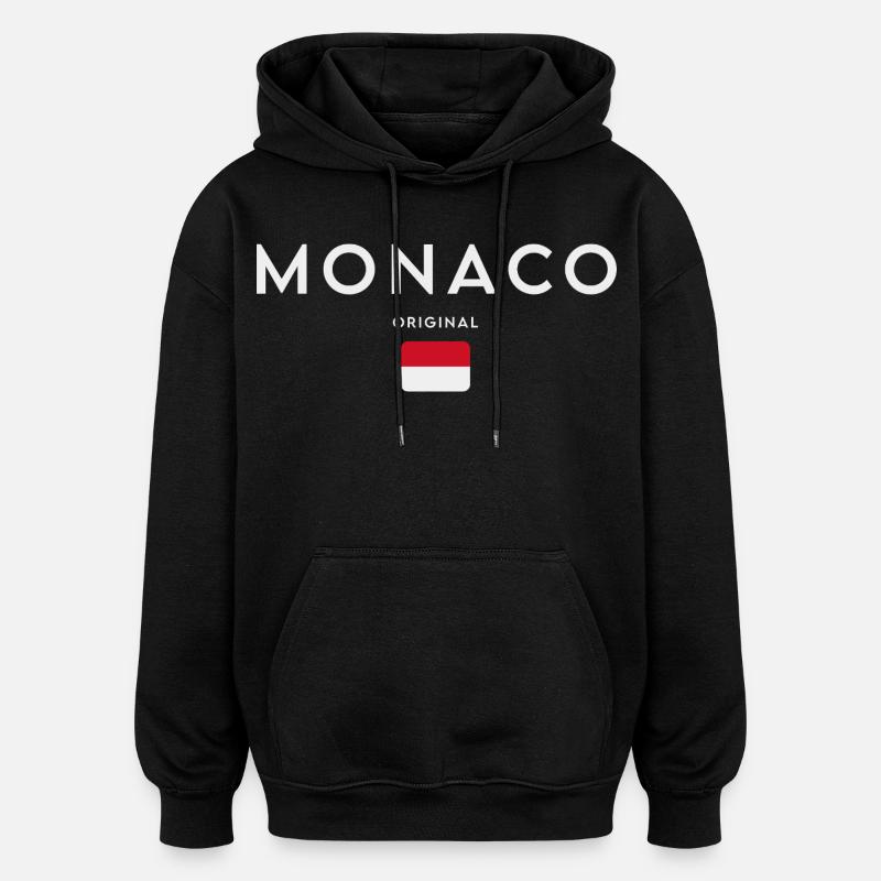 Monaco flag, Monegasque pride - Oversized Unisex Hoodie - black