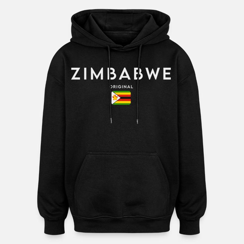 Drapeau du Zimbabwe, fierté zimbabwéenne - Sweat à capuche oversize unisexe - noir