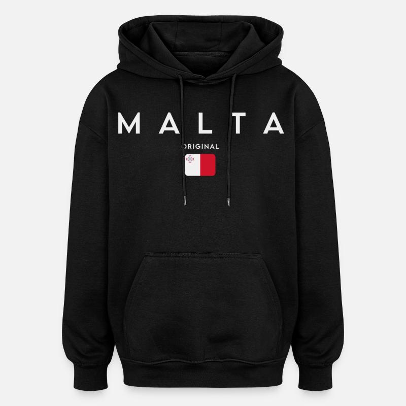 Drapeau de Malte, fierté maltaise - Sweat à capuche oversize unisexe - noir