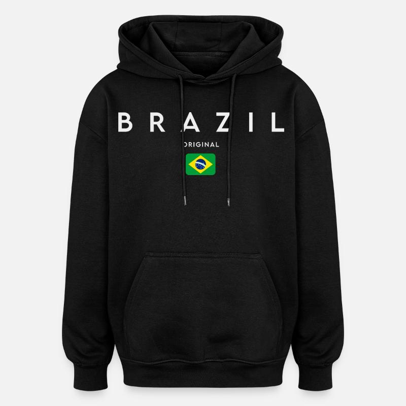 Drapeau brésilien, fierté brésilienne - Sweat à capuche oversize unisexe - noir