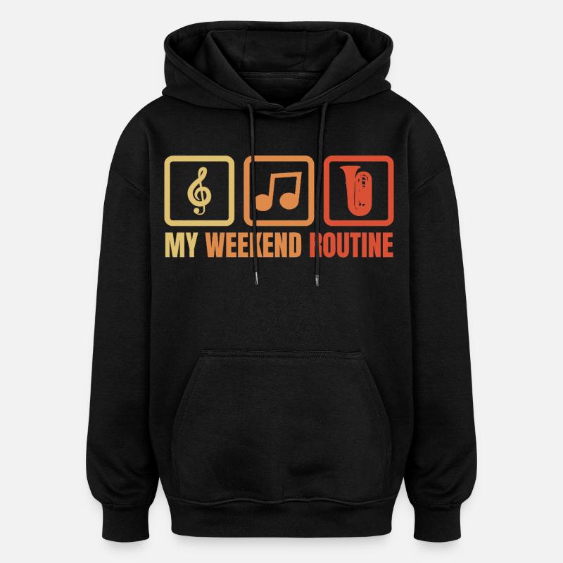 Week-end tuba - Sweat à capuche oversize unisexe - noir