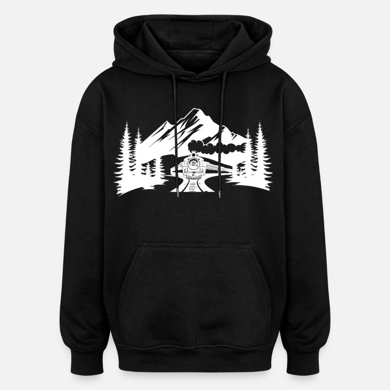 Chemin de fer - Sweat à capuche oversize unisexe - noir