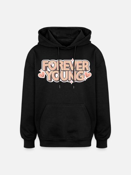 Forever Young – Playful Retro Font - Oversized Unisex Hoodie - black