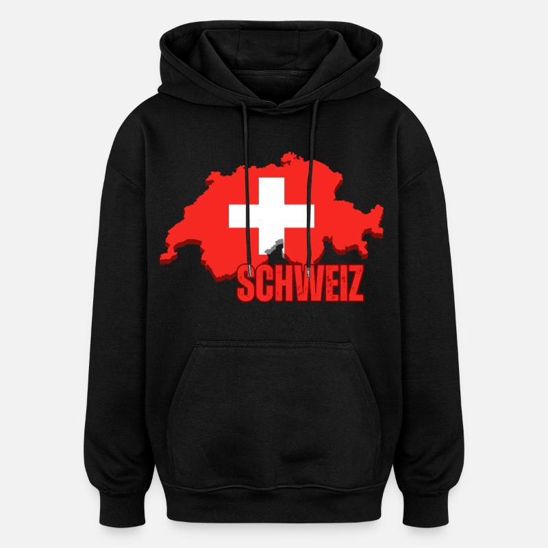 Flagge der Schweiz, Schweizer Stolz - Oversized Unisex Hoodie - Schwarz