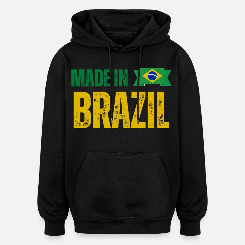 Fabriqué au Brésil, fierté brésilienne - Sweat à capuche oversize unisexe - noir