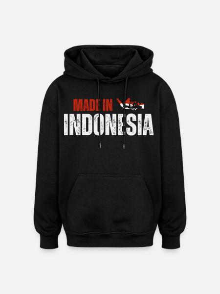 Made in Indonesia, Indonesian pride - Oversized Unisex Hoodie - black