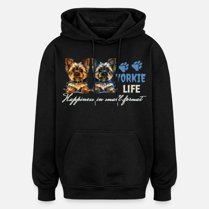 Chiots Yorkie - Sweat à capuche oversize unisexe - noir