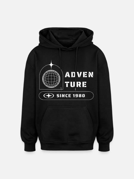 Adventure Explorer Travel 1980 - Oversized Unisex Hoodie - black