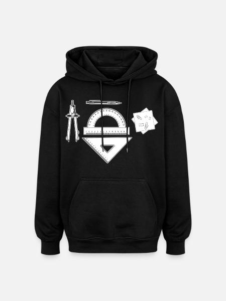 Graphique d’architecte - Sweat à capuche oversize unisexe - noir