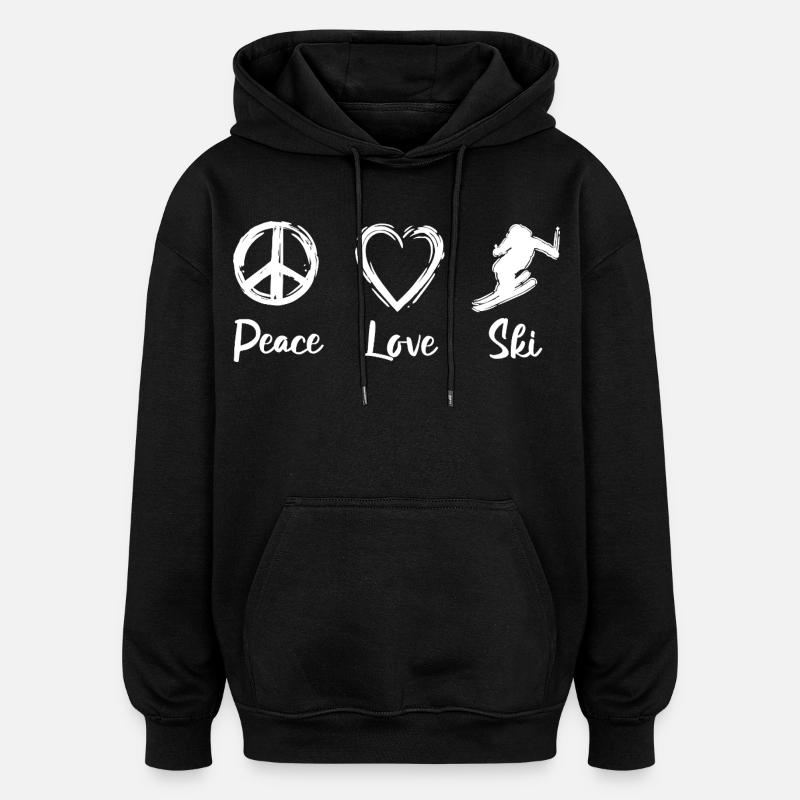 Peace Love Ski - Oversized Unisex Hoodie - Schwarz