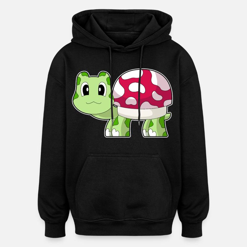 Champignon Tortue - Sweat à capuche oversize unisexe - noir