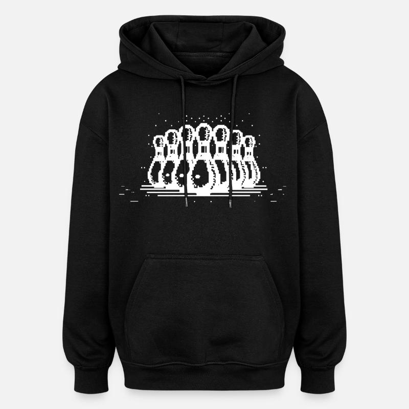 Bowling Pins Pixel Grafik - Oversized Unisex Hoodie - Schwarz