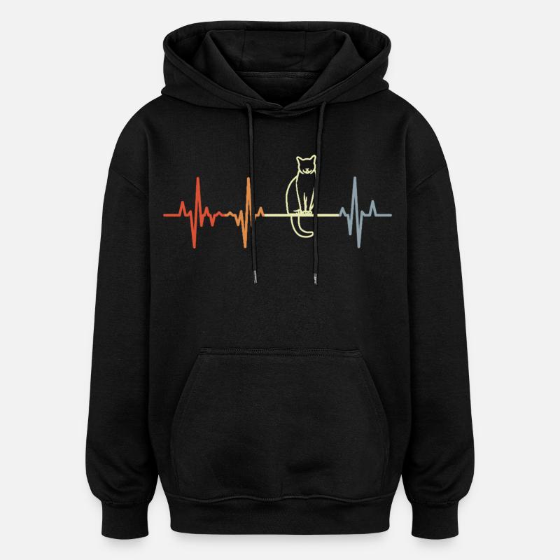 Cardiogramme pour chat - Sweat à capuche oversize unisexe - noir