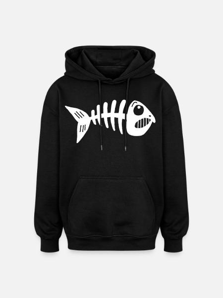 Squelette de poisson - Sweat à capuche oversize unisexe - noir
