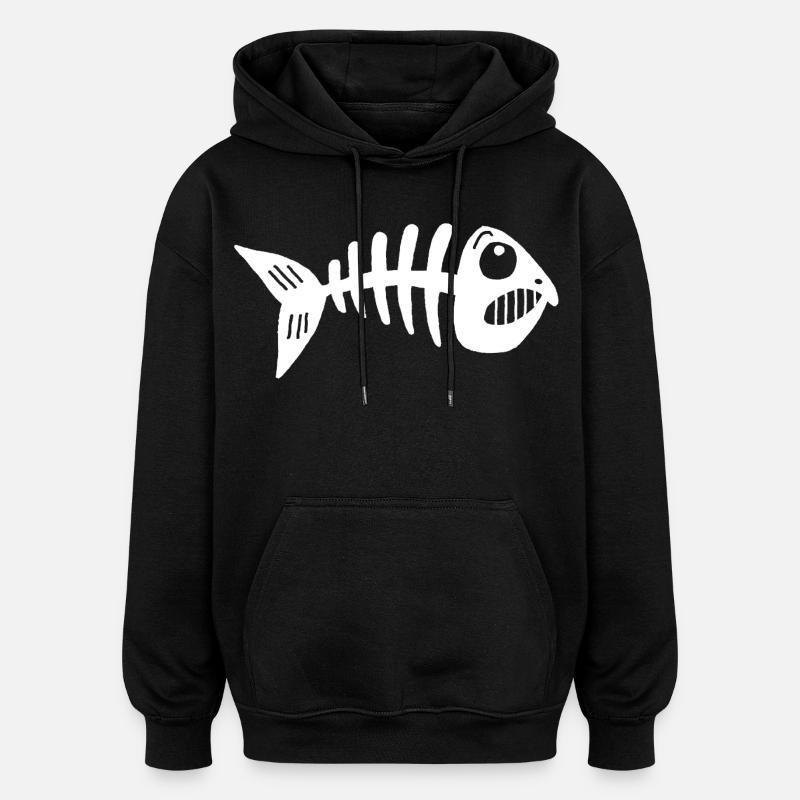 Squelette de poisson - Sweat à capuche oversize unisexe - noir