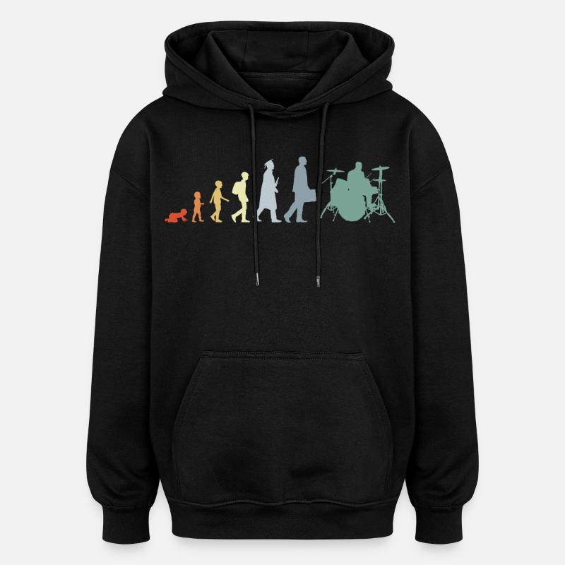 Drummer Evolution - Oversized Unisex Hoodie - Schwarz