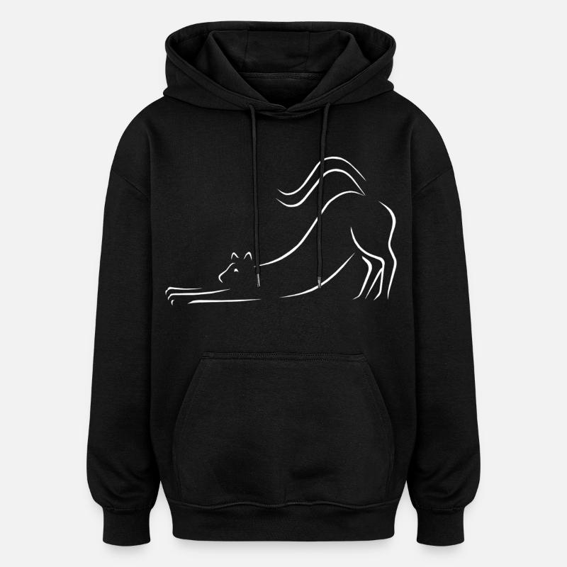 Katze Strichzeichnung - Oversized Unisex Hoodie - Schwarz
