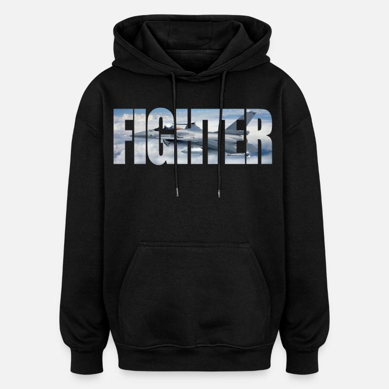 Chasseur F-16 Fighting Falcon - Sweat à capuche oversize unisexe - noir