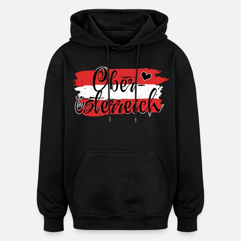Drapeau Autriche Haute-Autriche - Sweat à capuche oversize unisexe - noir