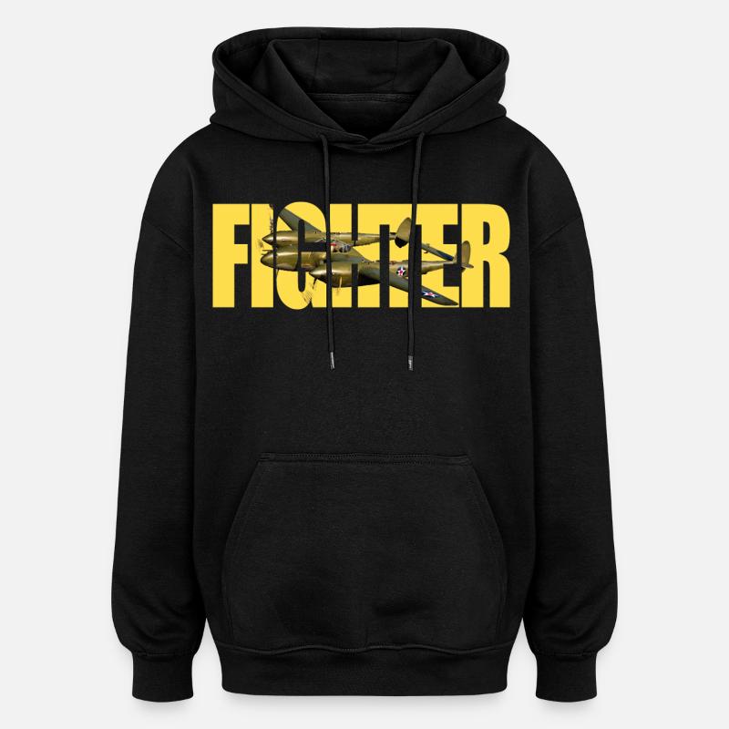 Chasseur P-38 Lightning - Sweat à capuche oversize unisexe - noir