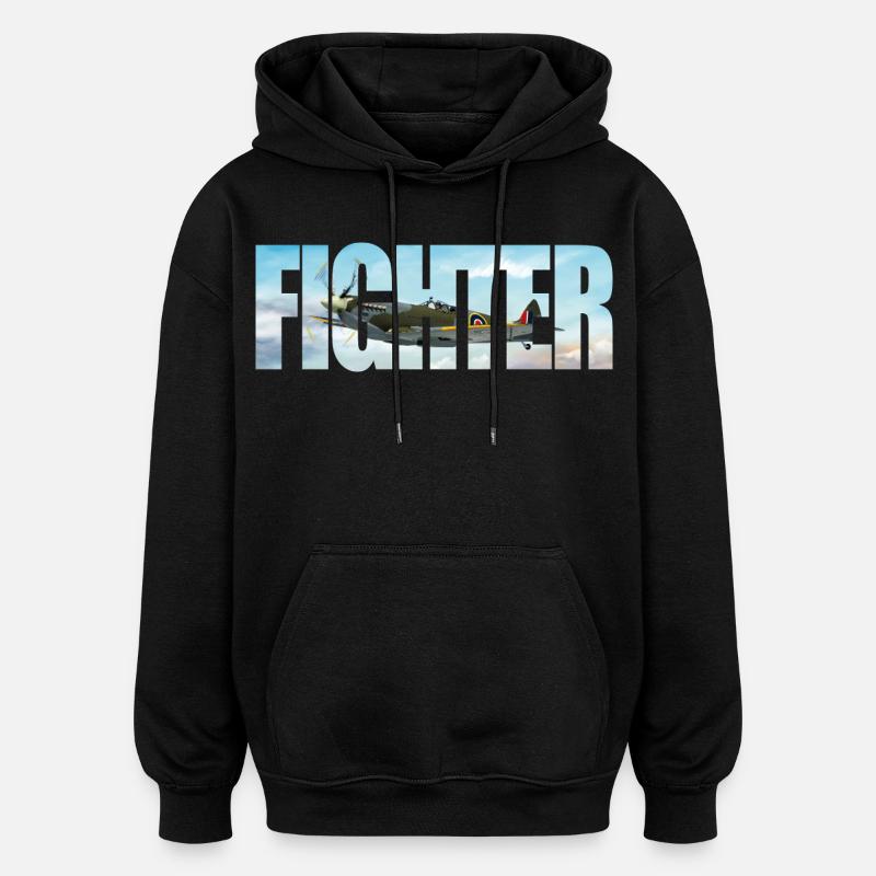 Fighter Spitfire - Oversized Unisex Hoodie - Schwarz