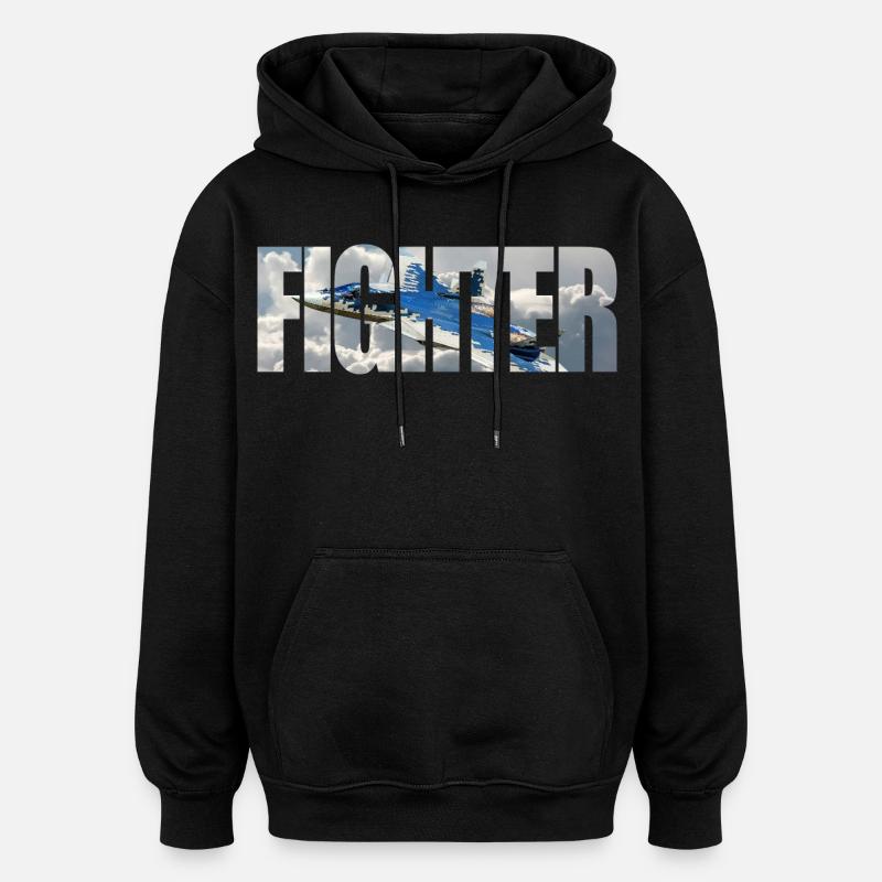 Chasseur Su-57 - Sweat à capuche oversize unisexe - noir