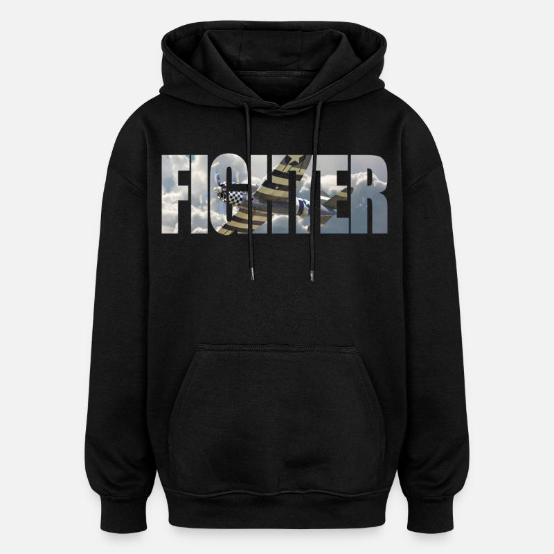 Fighter P-47 Thunderbolt - Oversized Unisex Hoodie - black