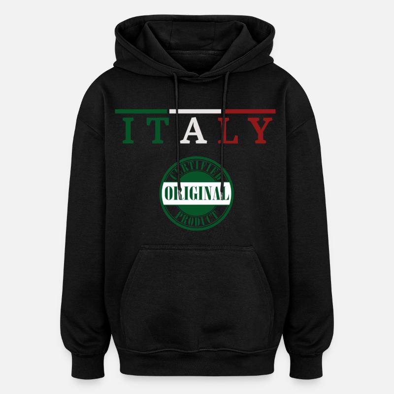 Fierté italienne, drapeau de l’Italie - Sweat à capuche oversize unisexe - noir