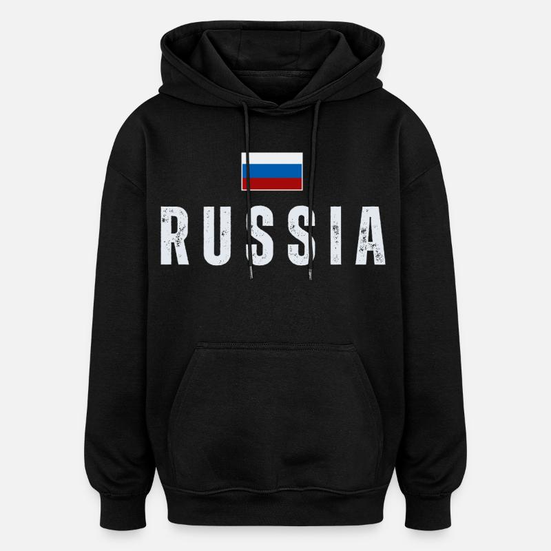 Drapeau russe, fierté russe - Sweat à capuche oversize unisexe - noir