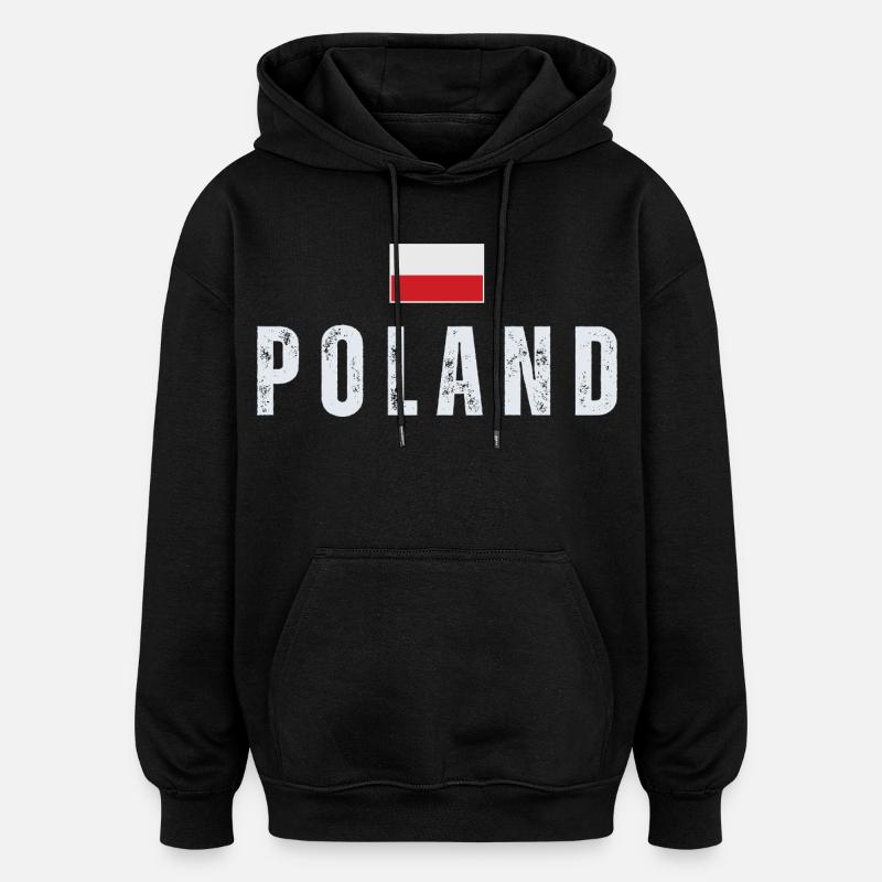 Polish pride, Polish flag - Oversized Unisex Hoodie - black