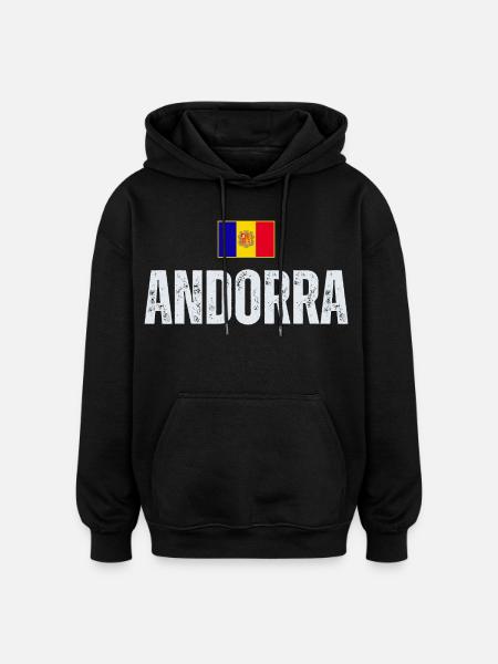 Drapeau d’Andorre, fierté andorrane - Sweat à capuche oversize unisexe - noir