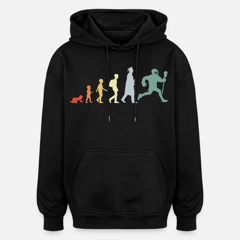 Evolution eines Lacrosse Spielers - Oversized Unisex Hoodie - Schwarz