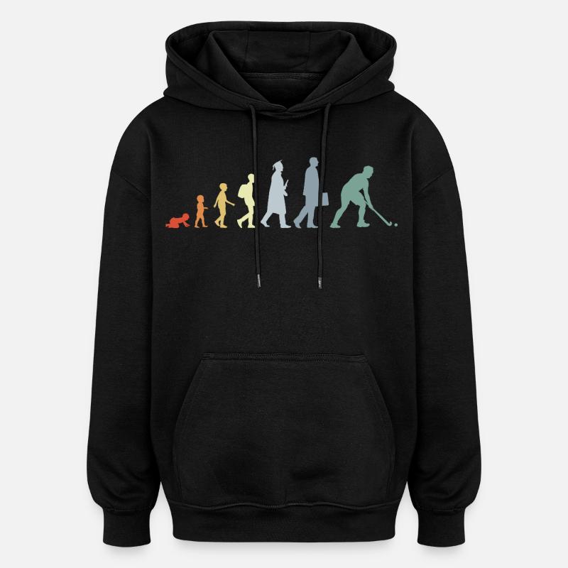 Évolution du hockey - Sweat à capuche oversize unisexe - noir