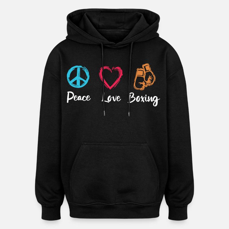 Peace Love Boxe - Sweat à capuche oversize unisexe - noir
