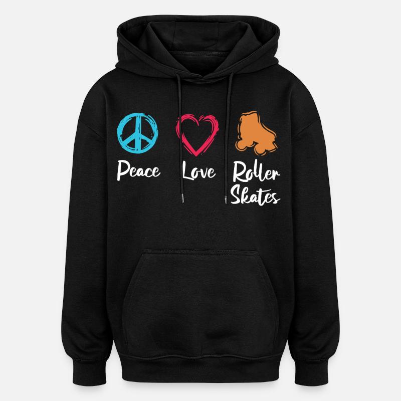 Frieden Liebe Rollerskates - Oversized Unisex Hoodie - Schwarz