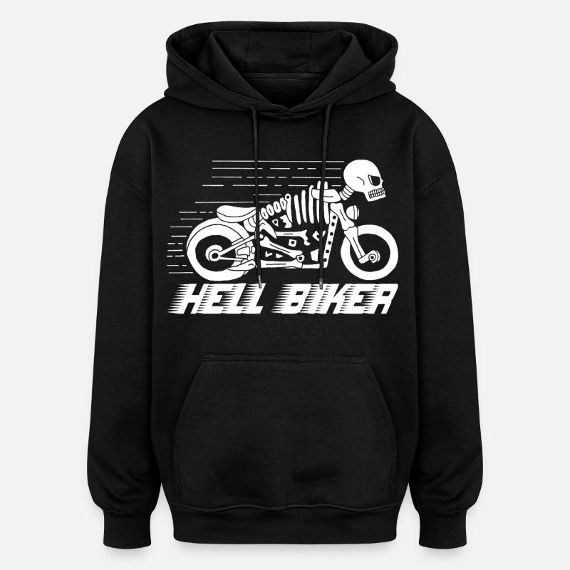 Motard squelette - Sweat à capuche oversize unisexe - noir
