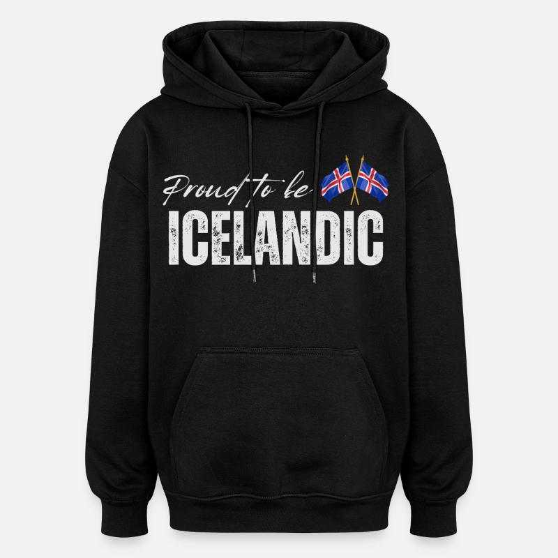 Fière d’Islandaise, j’adore l’Islande - Sweat à capuche oversize unisexe - noir