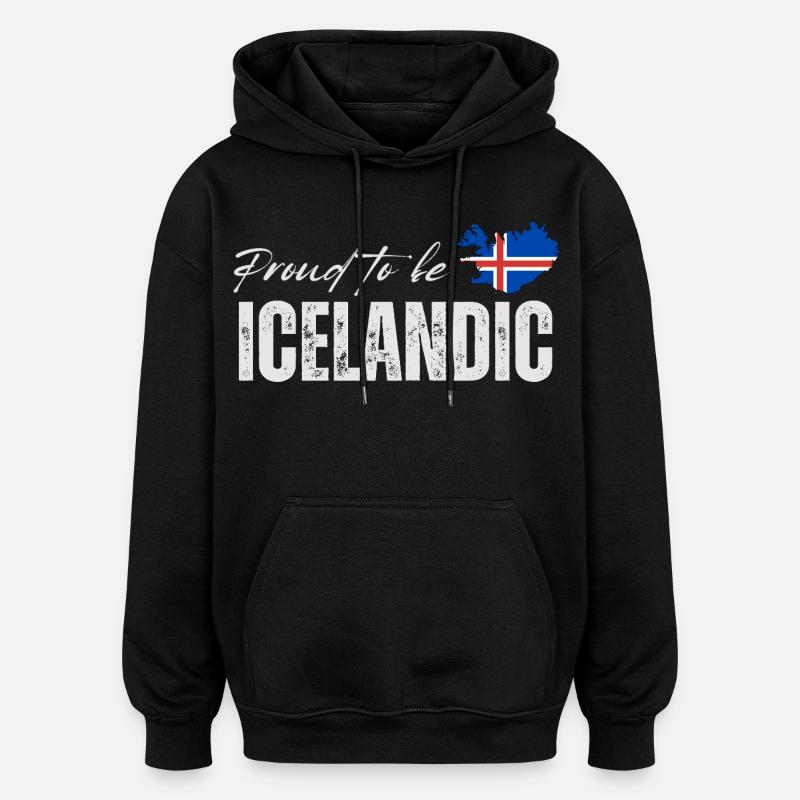 Fière d’Islandaise, j’adore l’Islande - Sweat à capuche oversize unisexe - noir