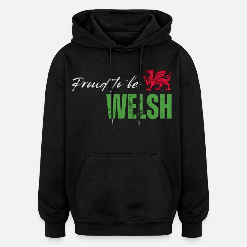 Stolzer Waliser, ich liebe Wales - Oversized Unisex Hoodie - Schwarz