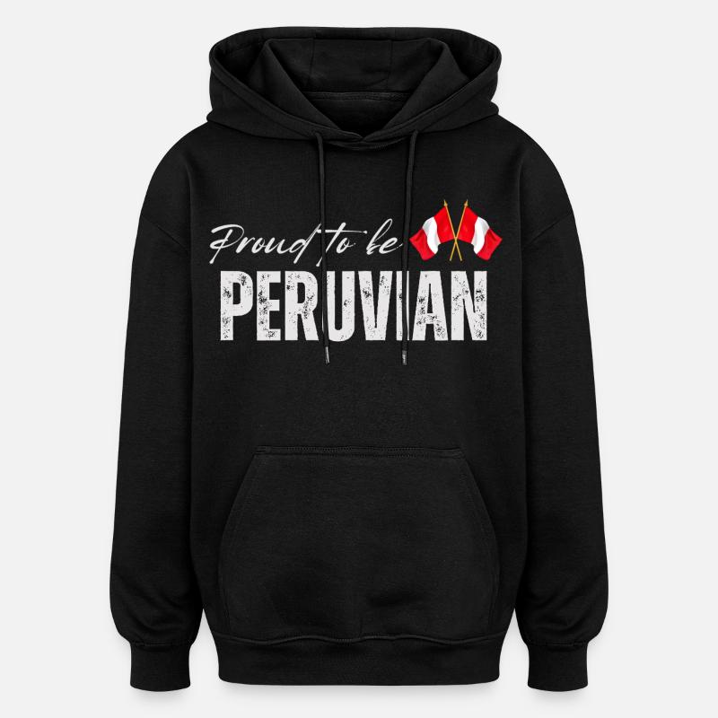 Fier péruvien, fabriqué au Pérou - Sweat à capuche oversize unisexe - noir