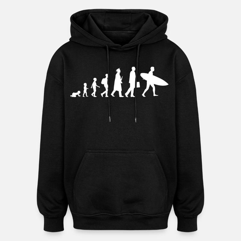 Evolution of a surfer - Oversized Unisex Hoodie - black