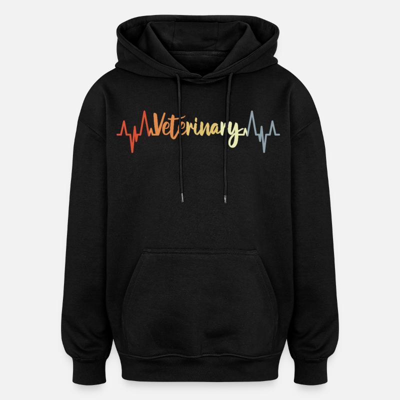 Ligne de cœur vétérinaire rétro - Sweat à capuche oversize unisexe - noir