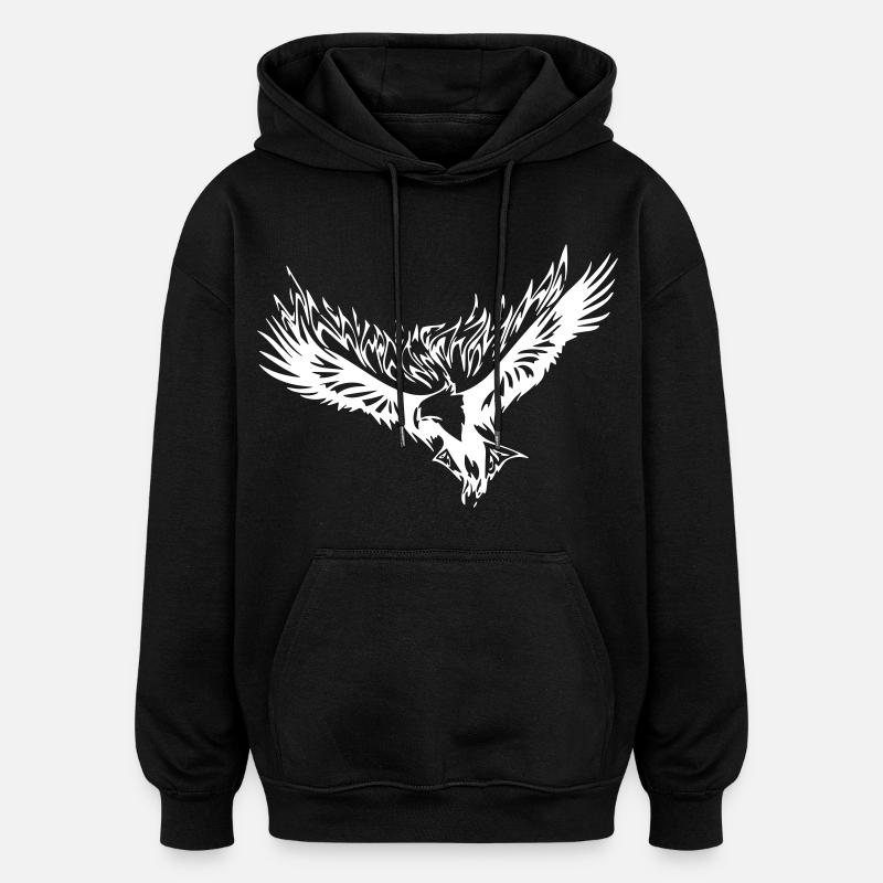 Aigle de flammes - Sweat à capuche oversize unisexe - noir