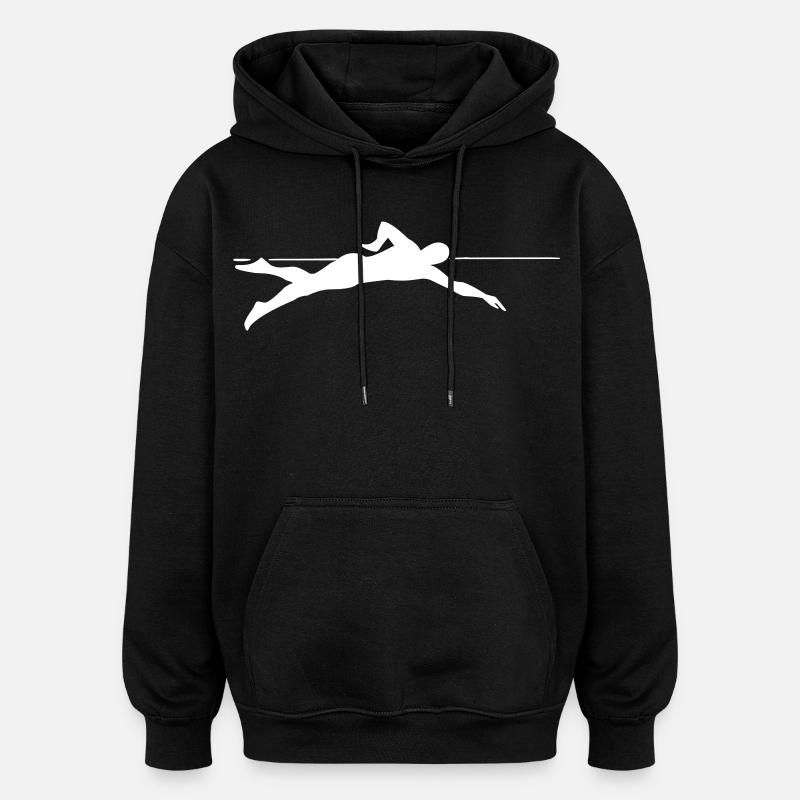 Dynamischer Sprinter Liniengrafik - Oversized Unisex Hoodie - Schwarz