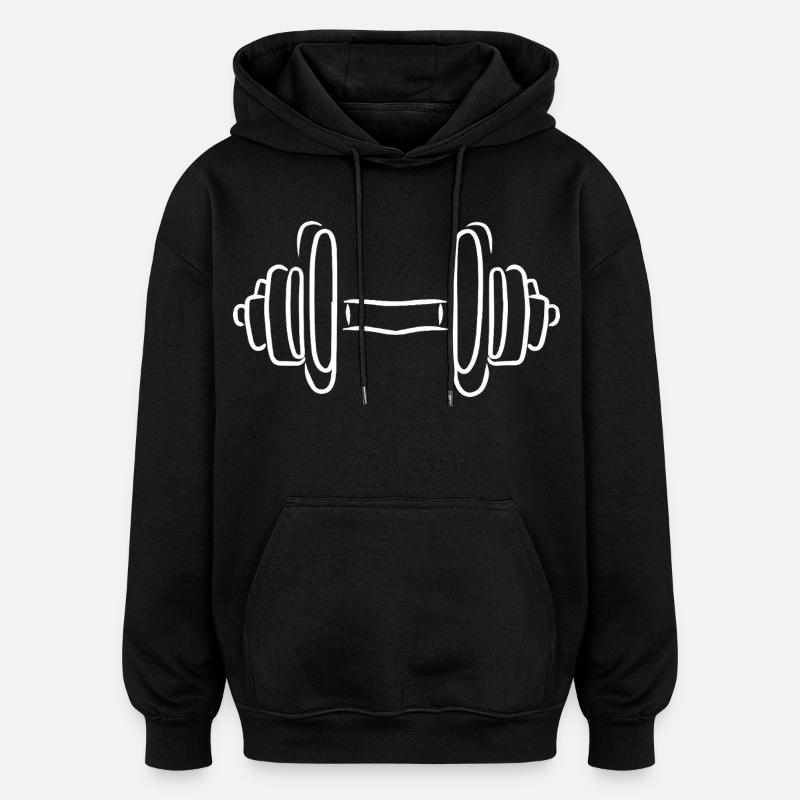 Dessin d’haltères - Sweat à capuche oversize unisexe - noir