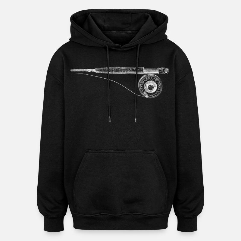 Pêche à la mouche - Sweat à capuche oversize unisexe - noir