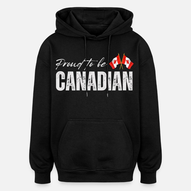 Drapeau du Canada, fierté canadienne - Sweat à capuche oversize unisexe - noir