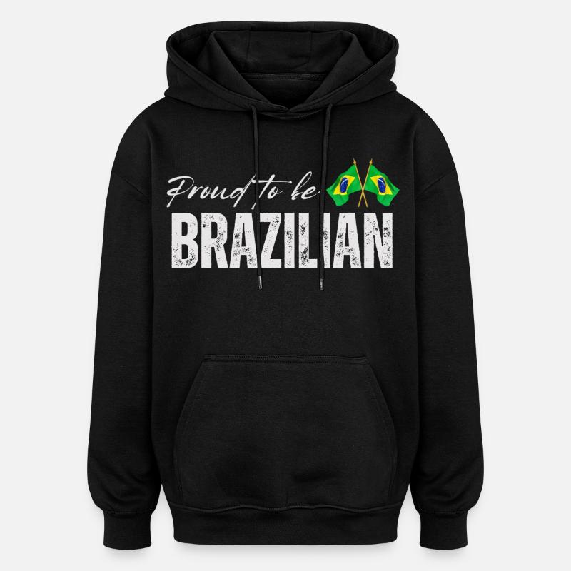 Fierté brésilienne, j'aime le Brésil - Sweat à capuche oversize unisexe - noir