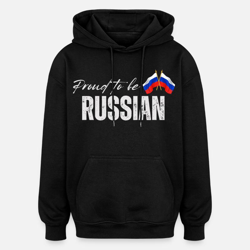 Fierté russe, fabriquée en Russie - Sweat à capuche oversize unisexe - noir