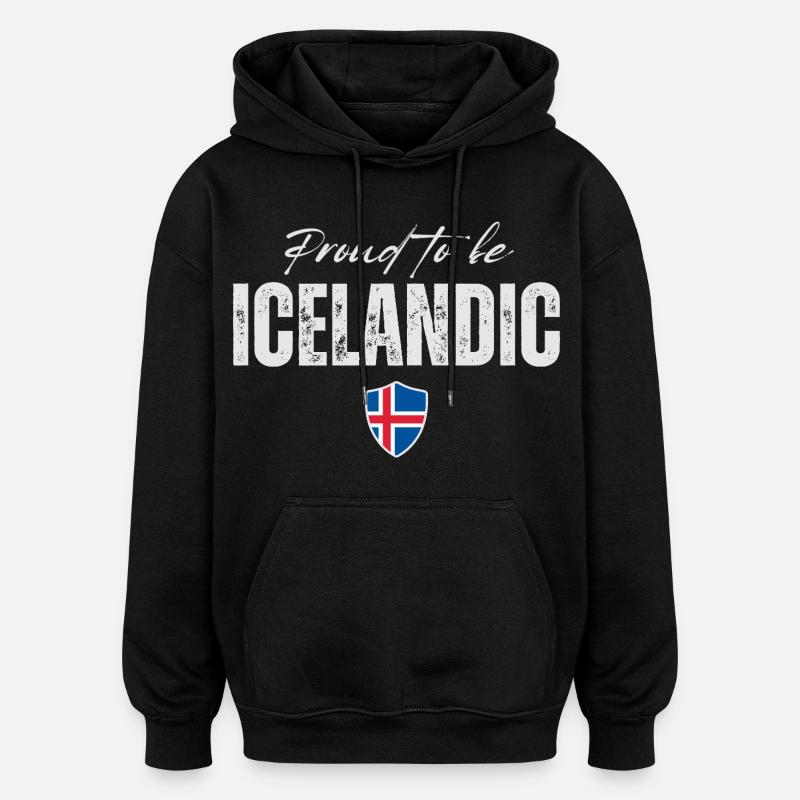 Fierté islandaise, drapeau islandais - Sweat à capuche oversize unisexe - noir